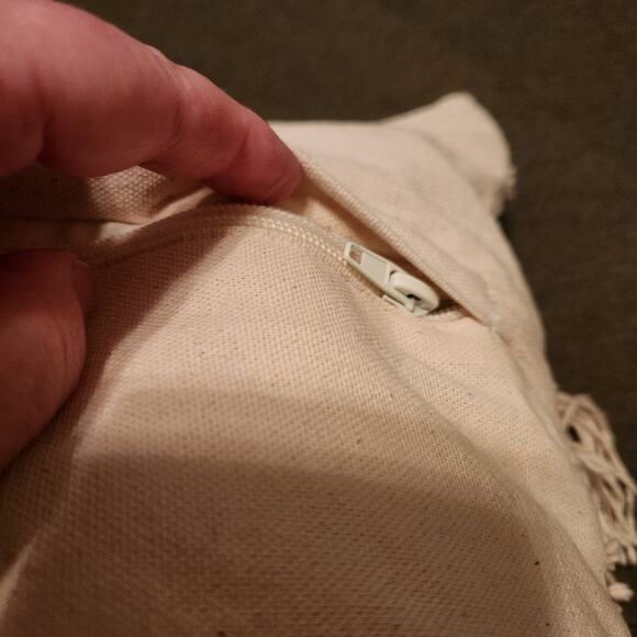 KIRKLANDS Throw Pillow 20 x 20 x 5 Boho Black Natural Chunky Knit Knotted Fringe - Picture 7 of 12